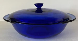 Anchor Hocking Cobalt Blue 2 Quart 9" Casserole Dish With Lid Made in USA - Picture 1 of 14