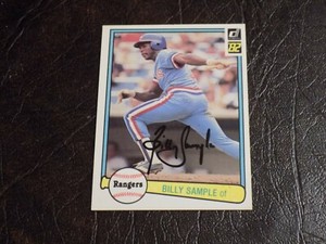 BILLY SAMPLE AUTOGRAPHED 1982 DONRUSS RANGERS CARD W/COA #69