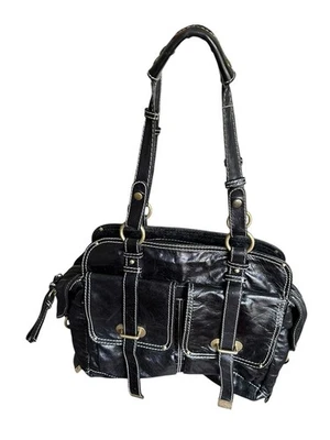 Bolso de Hombro Cynthia Rowley XL Cuero Negro Bolso de Viaje Bolsillos Grandes Foto 1 de 4