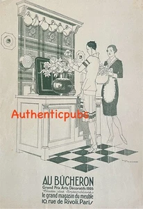 PUBLICITE AU BUCHERON MEUBLE FLEUR SIGNE RENE VINCENT DE 1927 AD PUB ART DECO - Picture 1 of 1
