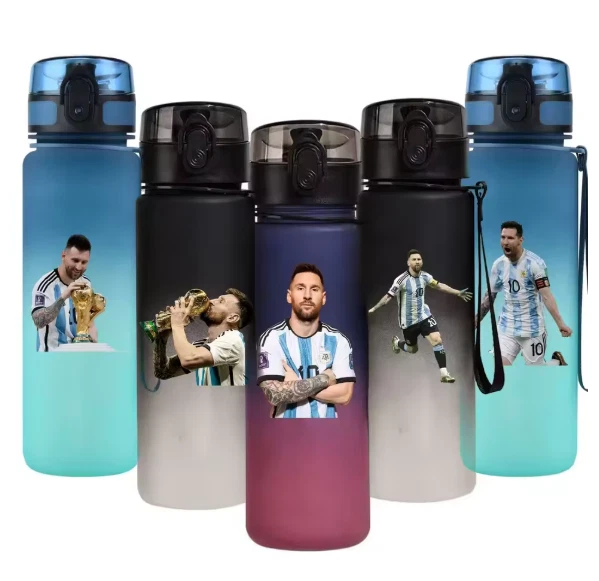 650ml Football Star GOAT Messi Straw Water Portable Flip Cover Drinking Bottle - Image 1 of 1