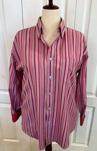 Bugatchi Uomo Size L Men's Shirt, Vibrant Stripes, Flip Cuffs, Designer Details - Picture 1 of 10