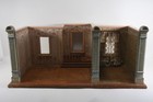 Q74R30- Historismus Puppenstube mit Alkoven und Treppe Holz um 1880/ 90