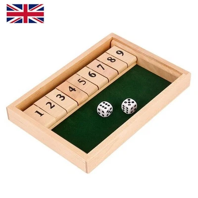 Shut The Box Game Wooden Dice Game 2 Player, Travel Educational Toys for Family - Image 1 of 4