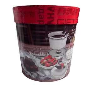 Le Regalo 11-Piece Fondue Set Ceramic Pot Plates Stainless Steel Stand NIB - Picture 1 of 6
