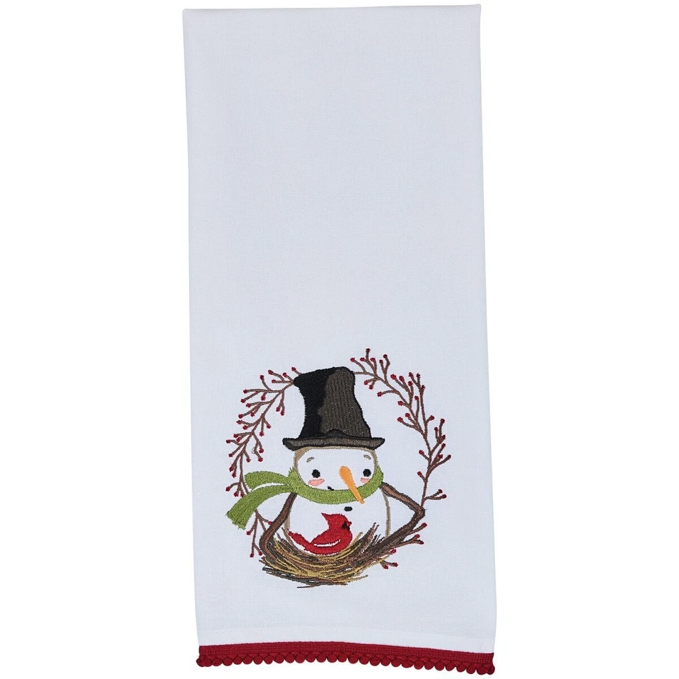 СНЕГОВИК И ЯГОДНЫЙ ВЕНОК БЛЮДО ПОЛОТЕНЦЕ, ПРИМИТИВ, СТРАНА, НОВЫЙ С ЯРЛЫКАМИ - Изображение 1 из 2