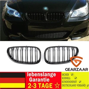 für BMW 5er E60 E61 M5 Nieren Grill Kühlergrill GLANZ SCHWARZ GLÄNZEN Doppelsteg - Bild 1 von 8