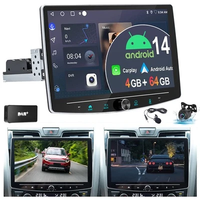 10.1" Android 14 360° Drehbar Bildschirm 1 DIN Autoradio 4+64G Carplay DAB+ KAM - Bild 1 von 4