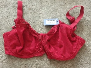Brand New Viola  Flirtelle Red  Underwired Non Padded Full Cup BraSize 32G NEW - Picture 1 of 4