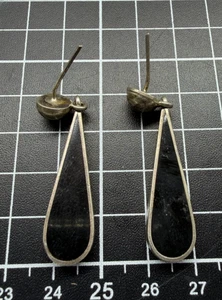 Pendientes perforados vintage de plata de ley 925 de ónix Taxco México 10,78 gramos TS-94 - Imagen 1 de 3