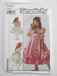Simplicity 8987 Child's Dress Tea Length Size 5 Uncut Sewing Pattern - Picture 1 of 3