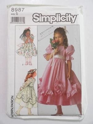 Simplicity 8987 Child's Dress Tea Length Size 5 Uncut Sewing Pattern - Image 1 of 3