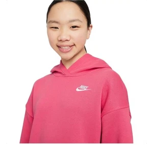 Girls Nike Sportswear Club Fleece Oversized Pullover Hoodie Pink SZ XS MSRP $45 - Picture 1 of 5