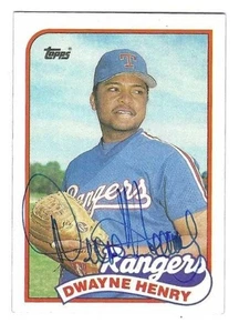 Autographed 1989 TOPPS #496 DWAYNE HENRY Texas Rangers card w/ COA - Picture 1 of 1