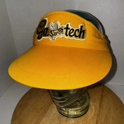 VTG Georgia Tech Visor Hat Yellow Jackets Bee Logo Ga. Tech Patch Taiwan Strapbk - Image 1 of 4