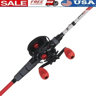 Max X Baitcast Fishing Combo 7ft Medium Heavy Rod Right Hand Reel Graphite New - Image 1 of 4