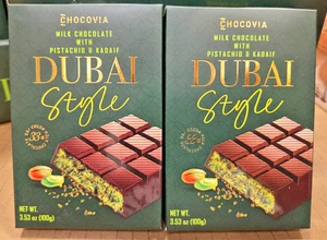 Chocovia Dubai-Style Milk Chocolate with Pistachio and Kadaif 3.53oz (2 Bars) - Picture 1 of 2