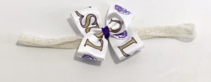 LSU Louisiana State University Tigers Stretchy Baby Headband With Bow Football - Picture 1 of 3