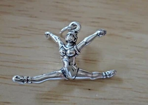 26x22mm 3D Dance - Floor Exercise Gymnastics Sterling Silver Charm - Picture 1 of 3
