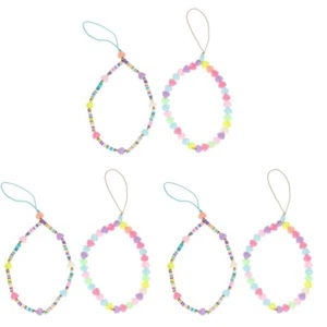  Set of 3 Buntes Liebeskette Perlenbesetzte Telefon-Lanyards Handyanhänger - Zdjęcie 1 z 12