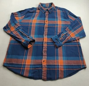 John Bartlett Consensus Flannel Shirt Mens 2XLT Tall Blue Orange Plaid Casual - Picture 1 of 8