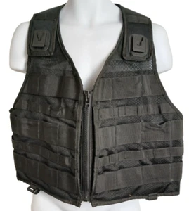 Protec Molle Tactical Vest Black 2x Klickfast Docks Size S Ex Police Security - Picture 1 of 6