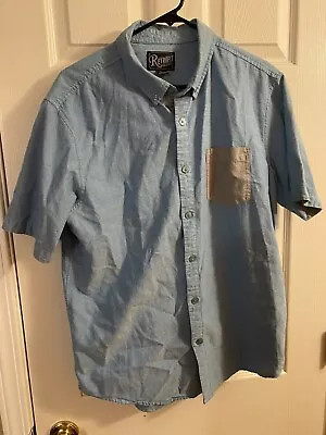 Retrofit Mens LARGE Button Down Shirt Two Tone Pocket Short Sleeve Collar Adult - Image 1 of 4