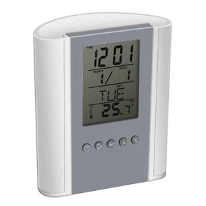 LCD Alarm Clock Temp Calendar Countdown Table Pencil Holder Case Organizer Gi HD - Picture 1 of 7