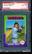 1975 TOPPS MINI BASEBALL #228 GEORGE BRETT RC PSA 8 NM-MT HOF ROOKIE MINI