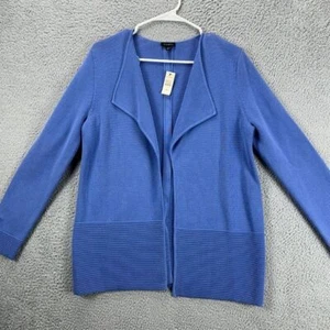 Talbots Cardigan Knit Sweater Women Medium Blue Open Face Long Sleeve Ladies NEW - Picture 1 of 11