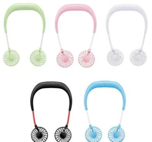 SPORT DUAL FANS rechargeable neck twin cooling for work office car Travel  - Picture 1 of 26