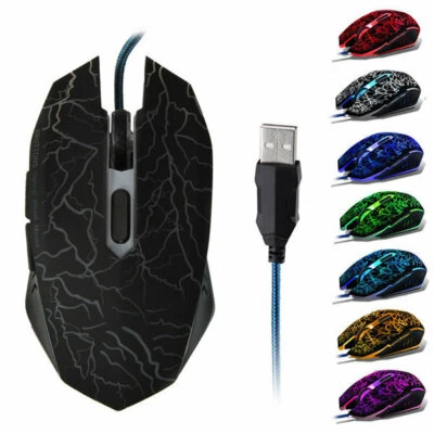 7 LED Colorful Optical 2400DPI 6 Buttons USB Wired Gaming Mouse - Image 1 of 4