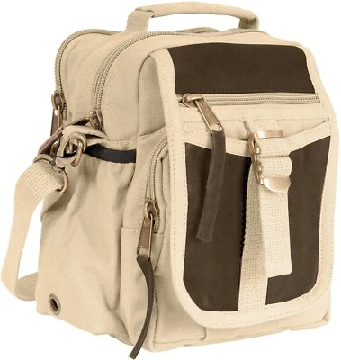 Rothco Small Messenger Canvas & Leather Everyday Utility Travel Crossbody Bag - Image 1 of 4