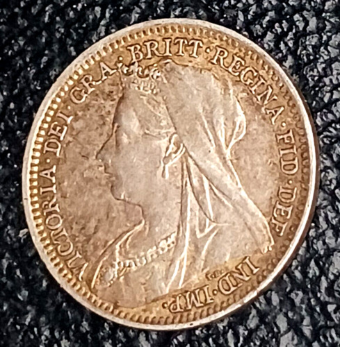 1901 Great Britain 3 Pence Queen Victoria World Sterling Silver Coin