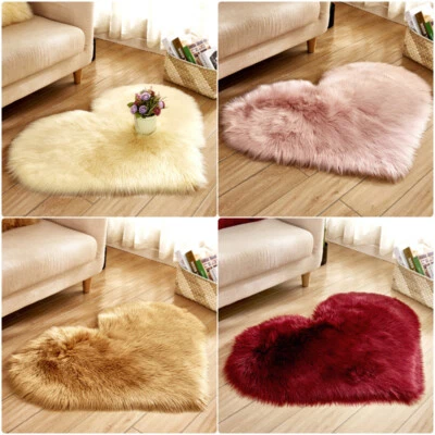 Heart-shaped Carpet Faux Suede Fluffy Rug Upholstery Living Room Home Decor Soft - Image 1 of 4