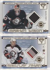 2001 Pacific Private Stock Titanium Variation Martin Biron Miroslav Satan Patch