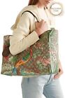 Rrp1210 Gucci Tian Coated Canvas Tote Bag Large Floral Birds Gg Logo Pattern