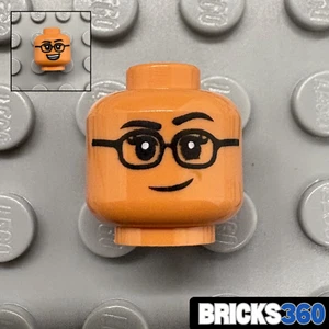 Lego New Nougat Minifigure Head Dual Sided Black Glasses Eyelashes Big Grin - Picture 1 of 4