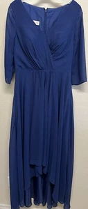 Vestido de Dama de Honor JJ's House Chifón Alto Bajo Talla 10 Azul Marino 251600 NUEVO - Imagen 1 de 11