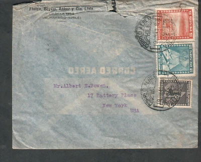 Chile junho 1940 Segunda Guerra Mundial sem capa censuradora Flatem Royem Anker y Cia Valpariso para NY  - Imagem 1 de 2