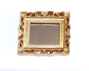 DOLLS HOUSE 1/12 WALL MIRROR WITH  ORNATE GILT  FRAME - Picture 1 of 1