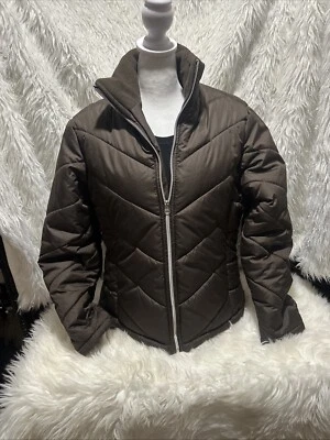 KC Collections Puffer Jacket Women's Large Brown Zipper Closer And Zip Pockets - Image 1 of 4