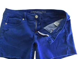 Pantaloncini American Eagle O.Cutoff W 34 Daisy Dukes blu cobalto denim 5 tasche donna - Foto 1 di 13