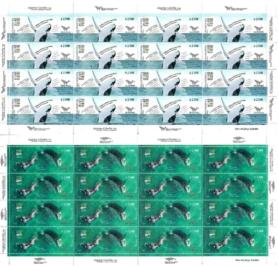 2024 FAUNA BALLENAS EMISION CONJUNTA COLOMBIA -MNH (PLANCHAS) ARGENTINA - image 1 of 1
