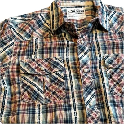 Mountain Khakis Shirt Men Medium Pearl Snap Plaid South Western Yoke Embroidered - Image 1 of 4