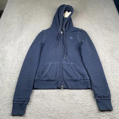 Sudadera con capucha vintage Abercrombie & Fitch para mujer azul medio tejida con cable forrada Y2K Foto 1 de 4
