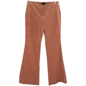 Theory Women's Peach Caroleena Stretch Flared Crushed Velvet Pants Sz 4 - Picture 1 of 7