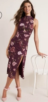 Vestido midi de malla floral cuello alto Francesca’s Samantha, talla mediana Foto 1 de 3