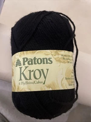 Patons Kroy Wool Blend Sock Yarn~Lot of 2 Skeins~color Black Noir - Image 1 of 4