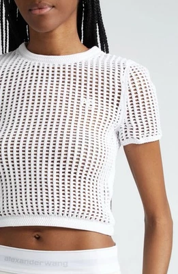 alexander wang crochet tshirt embroidered logo - image 1 of 4